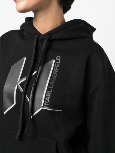 Shop Karl Lagerfeld Logo Print Pullover Hoodie In Black