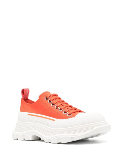 Shop Alexander Mcqueen Tread-slick Lace-up Canvas Sneakers In Orange