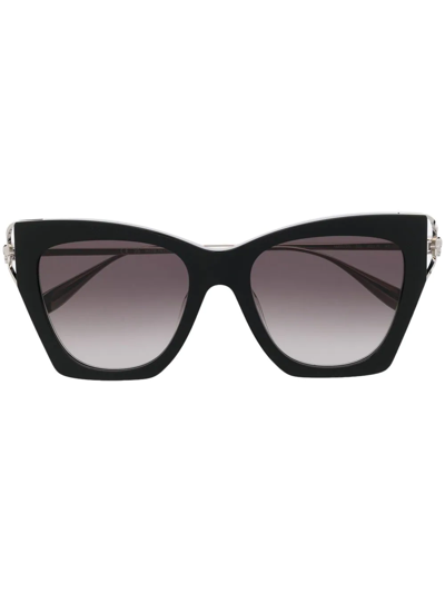 Shop Alexander Mcqueen Skull-stud Cat-eye Sunglasses In Black