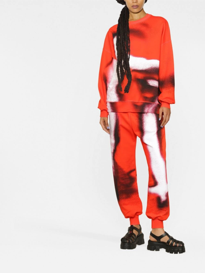 Alexander Mcqueen Mushroom Spore Cotton Track Pants In 0628 Red Multi