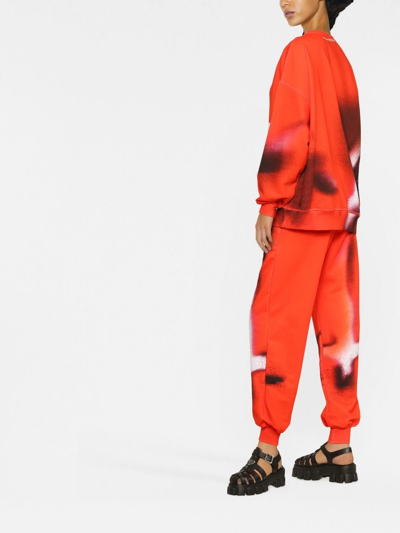 Alexander Mcqueen Mushroom Spore Cotton Track Pants In 0628 Red Multi