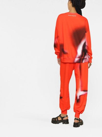 Alexander Mcqueen Mushroom Spore Cotton Track Pants In 0628 Red Multi