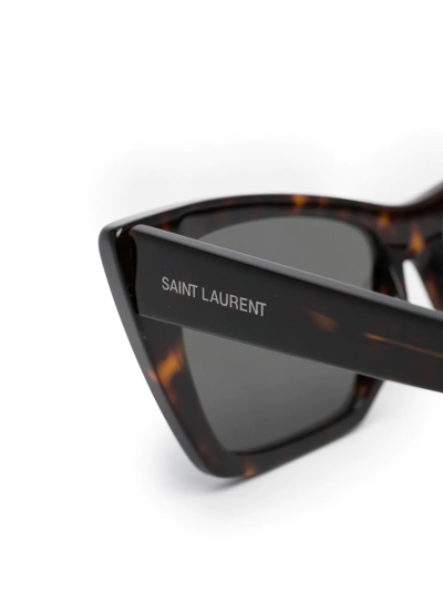 Shop Saint Laurent Cat-eye Tortoiseshell Sunglasses In Brown