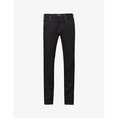 Shop Emporio Armani Men's Denim Blu Regular-fit Straight-leg Stretch-denim Jeans