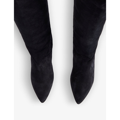 Shop Isabel Marant Womens Black Skarlet Panelled Suede Knee-high Boots