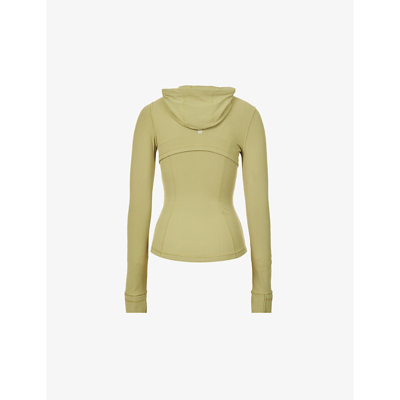 Shop Lululemon Define Hooded Fitted Stretch-knit Jacket In Bronze Green