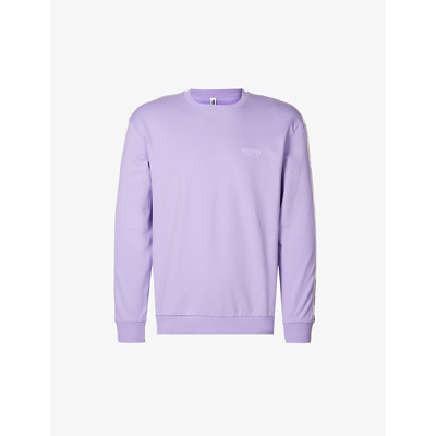 Shop Moschino Logo-tape Relaxed-fit Stretch-cotton Sweatshirt In Violet