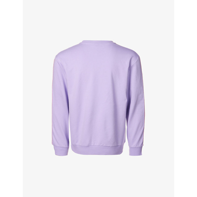 Shop Moschino Logo-tape Relaxed-fit Stretch-cotton Sweatshirt In Violet