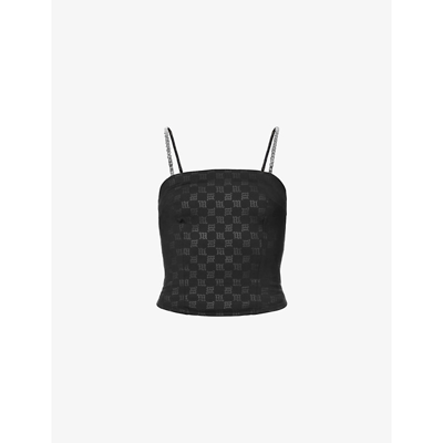 Shop Misbhv Logo-print Slim-fit Stretch-woven Top In Black