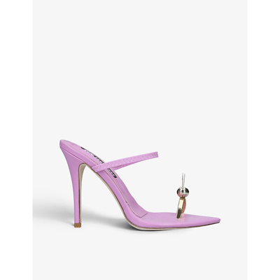 Shop Natasha Zinko Womens Pink Rabbit-toe Leather Heeled Sandals