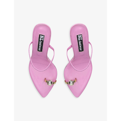 Shop Natasha Zinko Womens Pink Rabbit-toe Leather Heeled Sandals