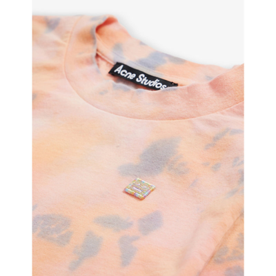 Shop Acne Studios Face-patch Tie Dye-print Cotton-jersey T-shirt 3-10 Years In Pink Multi