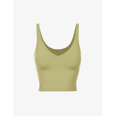 Shop Lululemon Align Cropped Stretch-knit Top In Bronze Green