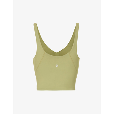 Shop Lululemon Align Cropped Stretch-knit Top In Bronze Green