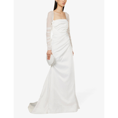 House Of Cb Elise Sweetheart-neckline Corset-satin Bridal Gown In White