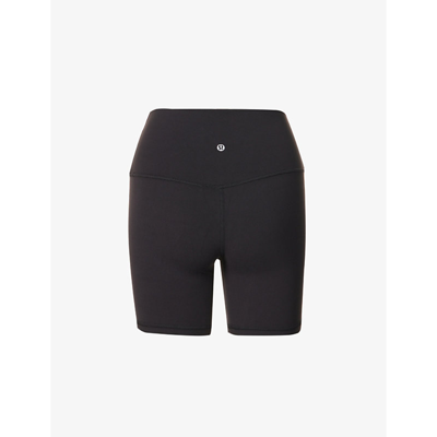 Shop Lululemon Women's Black Align High-rise Stretch-jersey Shorts