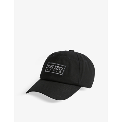 Shop Kenzo Logo-embroidered Cotton Baseball Cap In Black