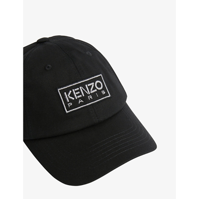 Shop Kenzo Logo-embroidered Cotton Baseball Cap In Black