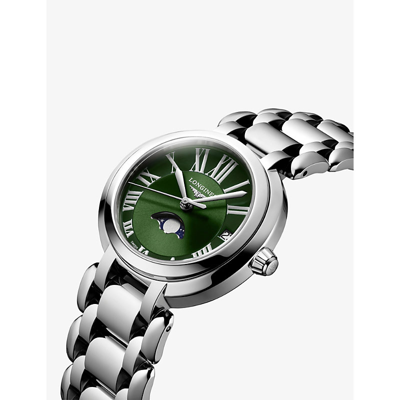 Shop Longines Women's Green L81154616 Primaluna Stainless-steel Quartz Watch
