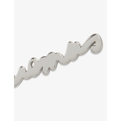 Shop Jacquemus Signature Branded Brass Keyring In Silver