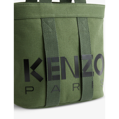 Shop Kenzo Kaba Mini Cotton Tote Bag In 51 Dark Khaki