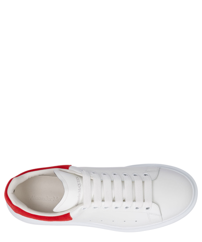 Shop Alexander Mcqueen Oversize Leather Sneakers In White - Lust Red