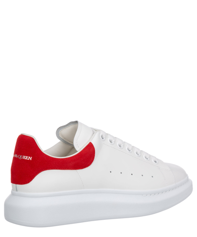 Shop Alexander Mcqueen Oversize Leather Sneakers In White - Lust Red