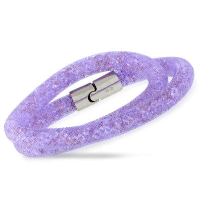Shop Swarovski Stardust Mauve Crystal Double Bracelet In Multi-color