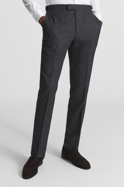 Shop Reiss Dunn - Charcoal Textured Slim Fit Trousers, 28
