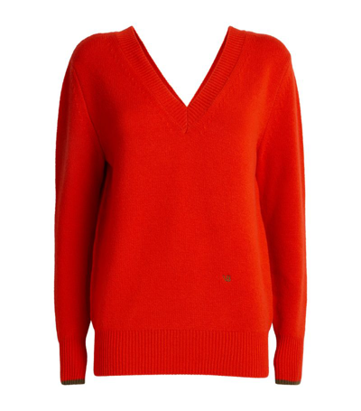 Shop Victoria Beckham Cashmere Double V-neck Sweater In Red
