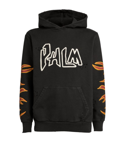 Shop Palm Angels Graffiti Flames Hoodie In Black