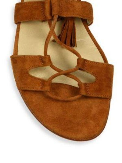 Shop Stuart Weitzman Roman Suede Flat Sandals In Brown