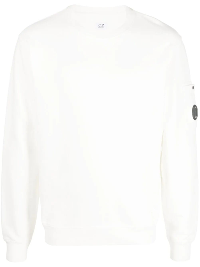 Shop C.p. Company White Logo-patch Long-sleeve Sweatshirt