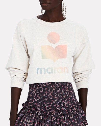 Shop Isabel Marant Étoile Mobyli Embroidered Logo Sweatshirt In Ivory