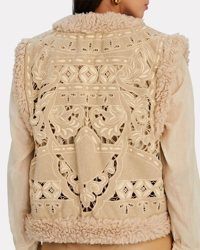 Shop Sea Anita Eyelet Wool-blend Vest In Beige