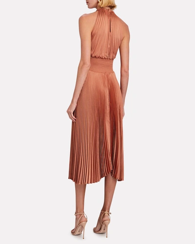 Shop A.l.c Renzo Pleated Midi Dress In Orange