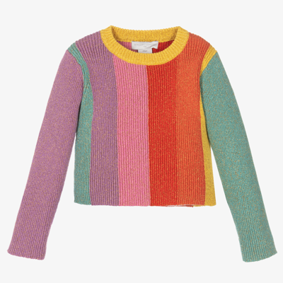 Shop Stella Mccartney Kids Girls Knitted Stripe Sweater In Pink