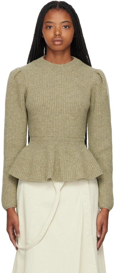 Shop Lemaire Green Peplum Sweater In Gr624 Meadow