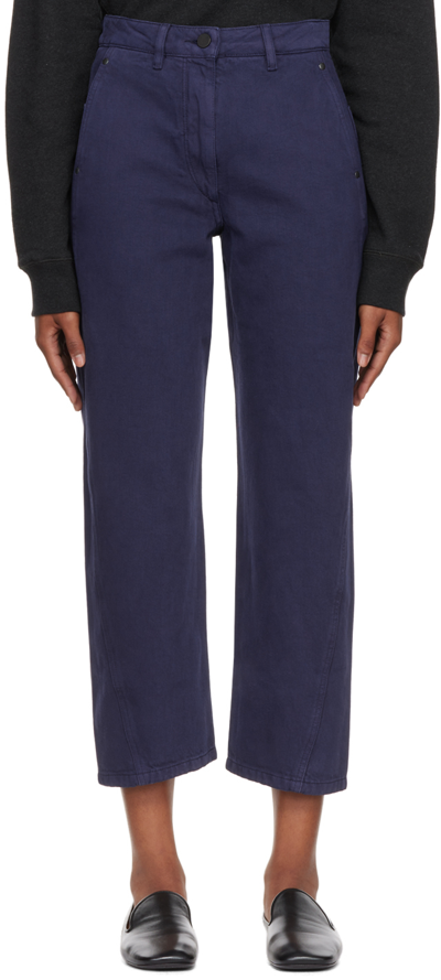 Shop Lemaire Navy Twisted Jeans In Bl780 Ink Blue