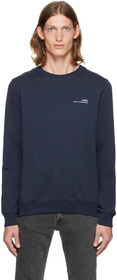 Shop Apc Navy Item Sweatshirt In Iak Dark Navy