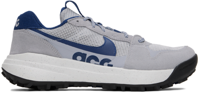 Shop Nike Gray & Navy Acg Lowcate Sneakers In Wolf Grey/navy-grey