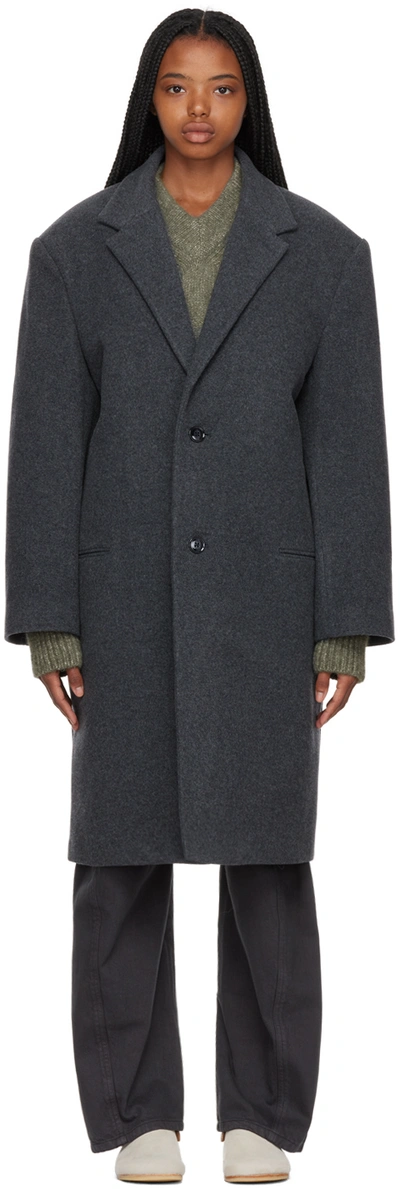 Shop Lemaire Gray Chesterfield Coat In Mu184 Grey Chine