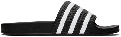Shop Adidas Originals Black & White Adilette Slides In Core Black / White /