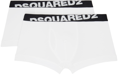 Shop Dsquared2 Two-pack White Logo Boxers In 100 White