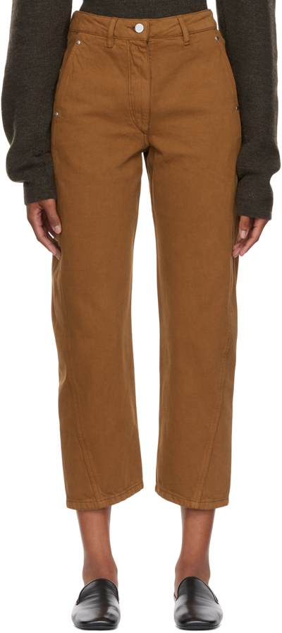 Shop Lemaire Brown Twisted Jeans In Br418 Cigar