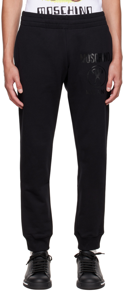 Shop Moschino Black Double Question Mark Lounge Pants In A0555 Black