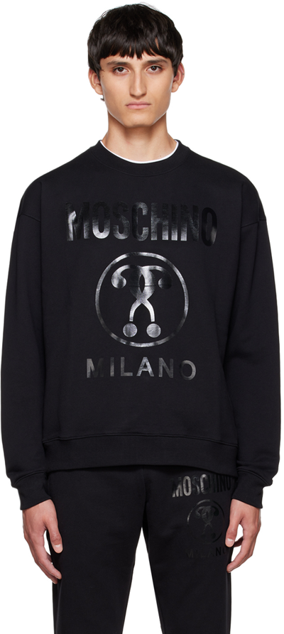Shop Moschino Black Double Question Mark Sweatshirt In A0555 Black