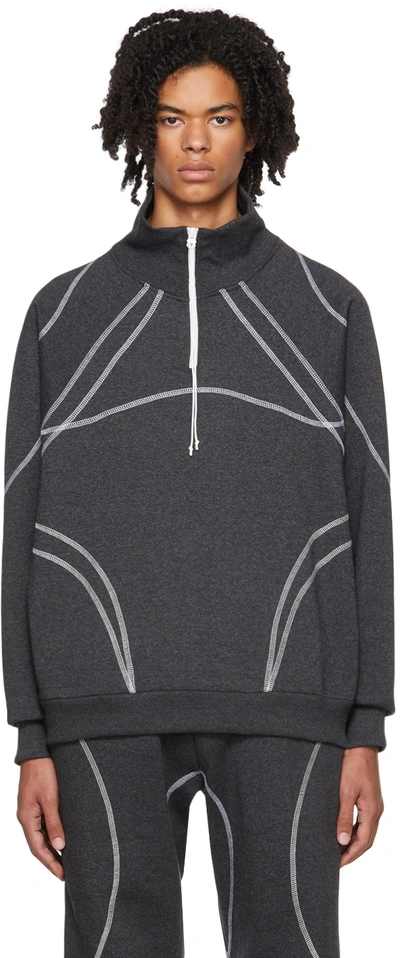 Saul Nash Rituals Oversized Zip-up Sweatshirt In Dark Grey Marl