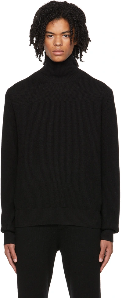Shop Ralph Lauren Purple Label Black Mock Neck Sweater In Classic Black