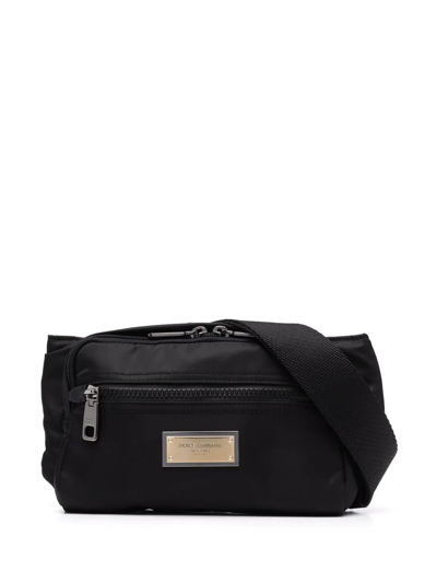 Shop Dolce & Gabbana Logo-plaque Belt Bag In Black
